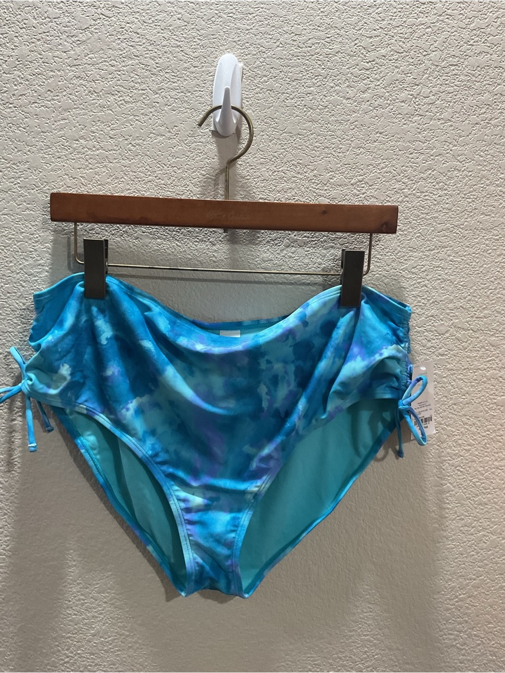 High-Waist Tie-Side Swim Bottoms in Turquoise Tie-Dye